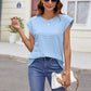 Textured Round Neck Cap Sleeve T-Shirt