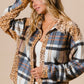 BiBi Curved Hem Sequin Plaid Button Up Shacket - Brand BiBi