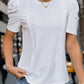 Eyelet Round Neck Short Sleeve T-Shirt