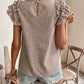 Honey Ruffled Printed Round Neck Cap Sleeve Blouse