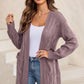 Full Size Cable-Knit Dropped Shoulder Cardigan