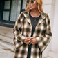 Pocketed Plaid Long Sleeve Hooded Jacket