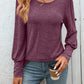 Full Size Decorative Button Round Neck Long Sleeve T-Shirt