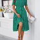 Printed Round Neck Short Sleeve Dress