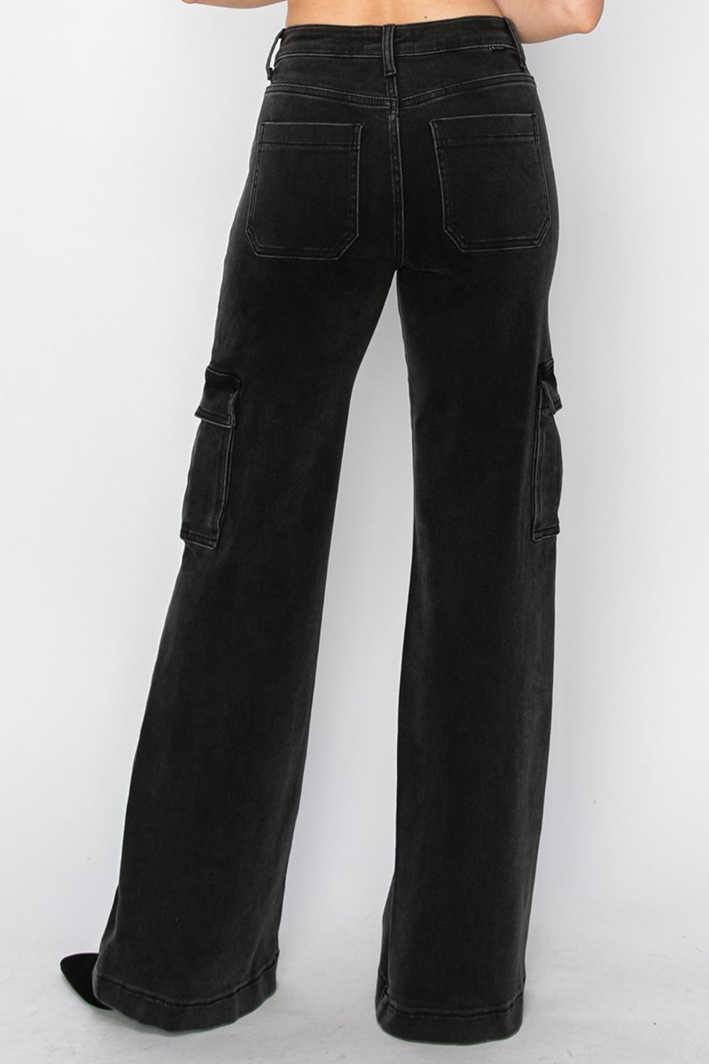 Risen Full Size High Rise Wide Leg Cargo Jeans *