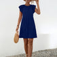 Ruffled Round Neck Cap Sleeve Mini Dress
