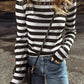Striped Turtleneck Long Sleeve Knit Top