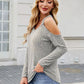Ribbed Cold Shoulder Long Sleeve Top
