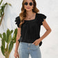 Full Size Ruffled Square Neck Cap Sleeve Blouse