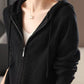 Drawstring Zip Up Long Sleeve Hooded Sweater