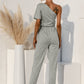 Single Shoulder Short Sleeve Jumpsuit