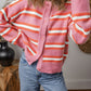 Striped Button Down Long Sleeve Cardigan