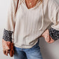 Color Block Tie Neck Long Sleeve Top