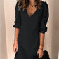 Full Size V-Neck Half Sleeve Mini Dress