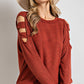 Cutout Round Neck Long Sleeve Top