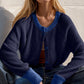 Double Take Contrast Button Up Long Sleeve Cardigan