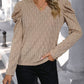 Textured V-Neck Long Sleeve Top