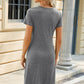 Ruched Round Neck Short Sleeve Mini Dress