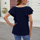 Full Size Ruffled V-Neck Short Sleeve Top