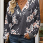 Printed V-Neck Long Sleeve Sweatshirt