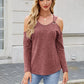 Ribbed Cold Shoulder Long Sleeve Top
