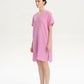 Slit Notched Short Sleeve Mini Dress