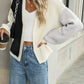 Contrast Open Front Long Sleeve Cardigan