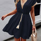 Devine Contrast Trim V-Neck Short Sleeve Mini Dress