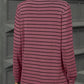 Full Size Striped Notched Long Sleeve T-Shirt