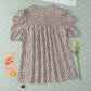 Smocked Animal Print Puff Sleeve Blouse