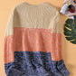 Color Block Round Neck Long Sleeve Sweater