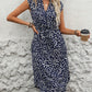 Slit Printed Cap Sleeve Dress