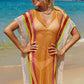 Openwork Striped Slit Knit Cover Up
