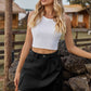 Full Size Adjustable Waist Denim Skirt with Pockets