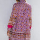 Smocked Floral Turtleneck Long Sleeve Dress