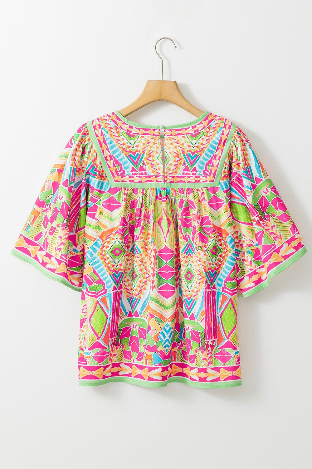 Full Size Printed Round Neck Half Sleeve Blouse