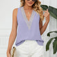 Contrast Trim Plunge Sleeveless Blouse
