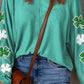 Lucky Clover Full Size Sequin Round Neck Sweatshirt