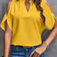 Full Size Notched Cold Shoulder Half Sleeve Blouse