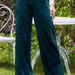 Velvet Wide Leg Pants with Pockets