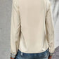 Contrast V-Neck Long Sleeve Blouse