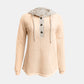 Full Size Waffle-Knit Contrast Long Sleeve Hoodie