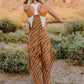 Double Take Full Size Printed V-Neck Sleeveless Jumpsuit