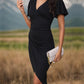 Ruched Surplice Short Sleeve Dress
