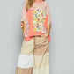 POL Hollow Out Floral Half Sleeve Knit Top