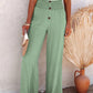 Full Size Decorative Button High Waist Pants