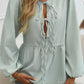 Devine Tied Striped Long Sleeve Blouse
