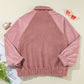 Lace Detail Zip Up Sherpa Patchwork Jacket