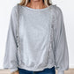 Raw Hem Round Neck Long Sleeve Sweatshirt