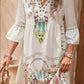 Lace Detail Printed Three-Quarter Sleeve Dress
